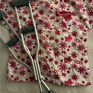 American Girl Doll Hospital Gown with Pink Floral Design with Doll Crutches
